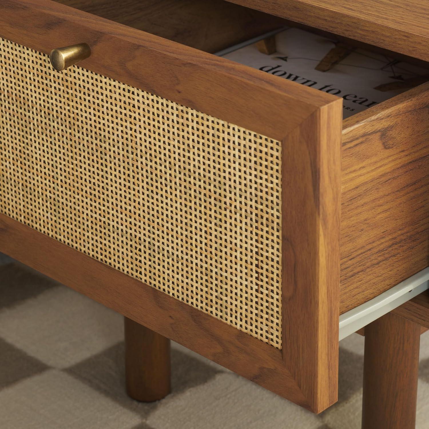 image:imageSAFAVIEH Home Collection Aino Oak 1Drawer NightstandWalnutNatural