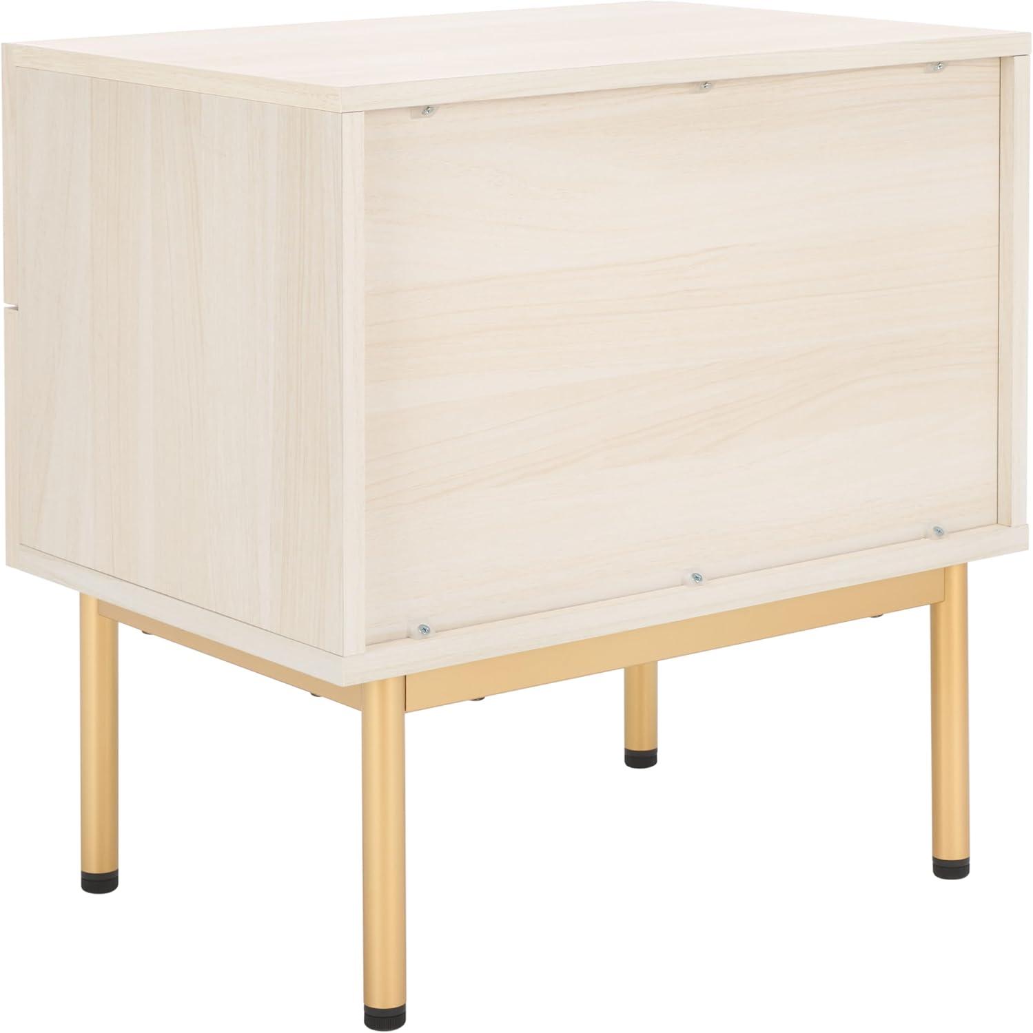 image:imageSAFAVIEH Home Collection Axelle OakBlack 2Drawer NightstandBleached WhiteGold