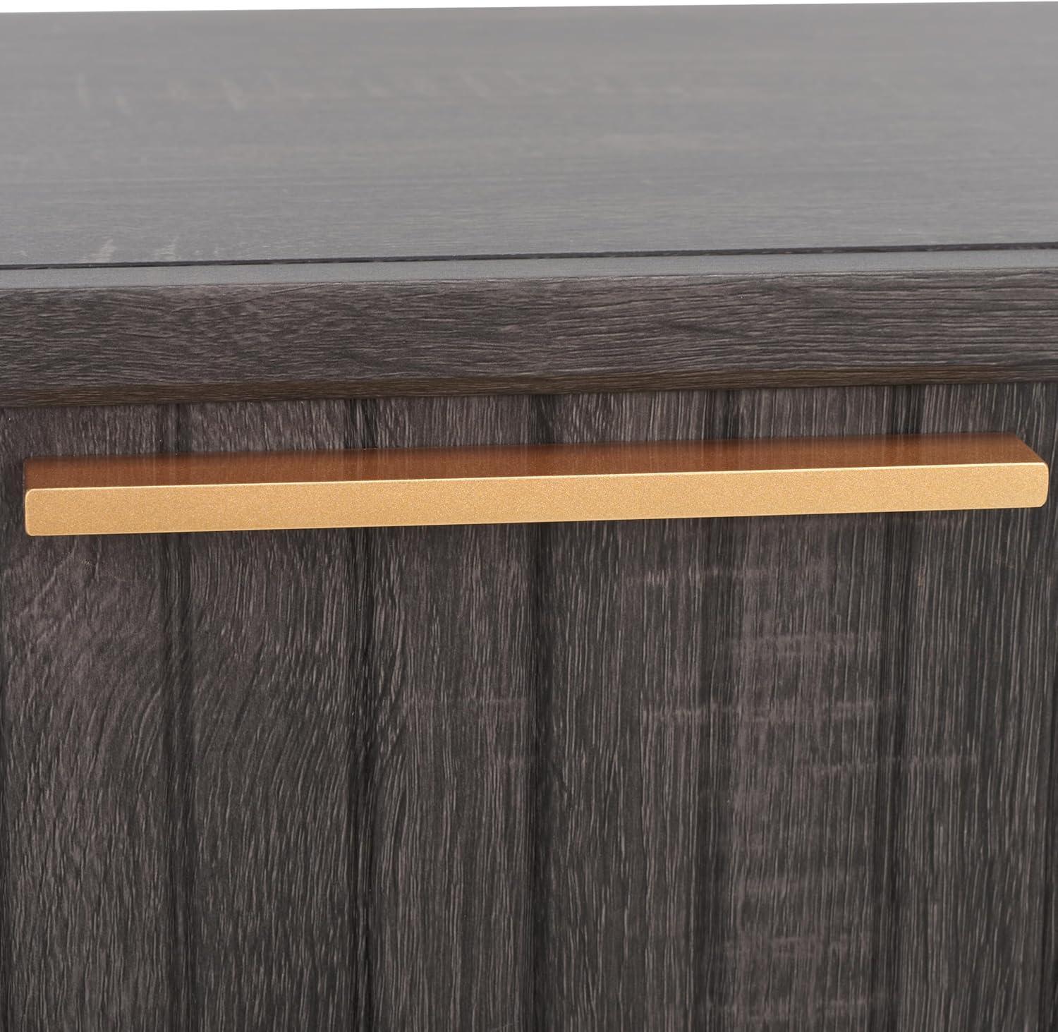 image:imageSAFAVIEH Home Collection Axelle OakBlack 2Drawer NightstandDistressed BlackGold