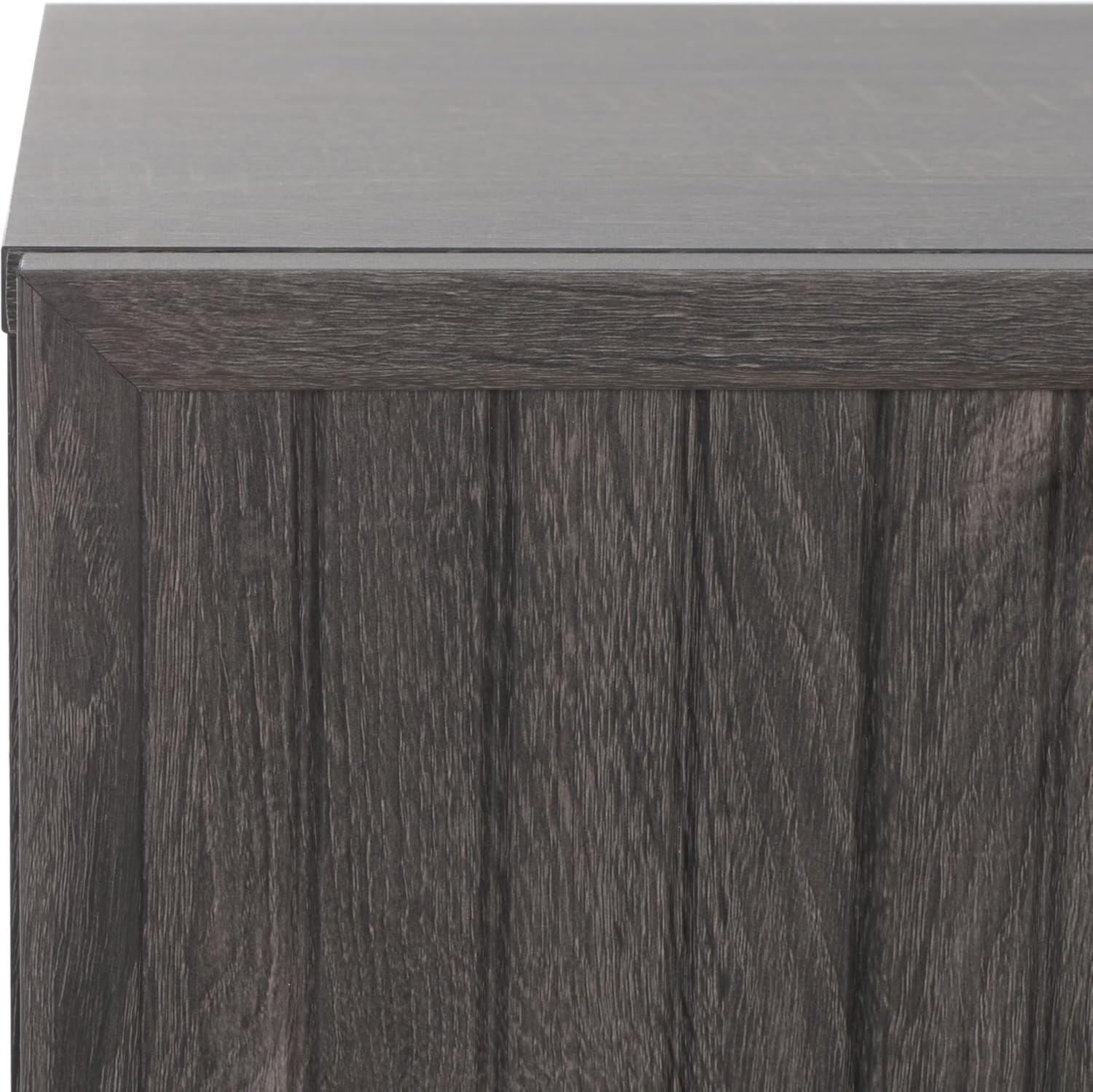 image:imageSAFAVIEH Home Collection Axelle OakBlack 2Drawer NightstandDistressed BlackGold