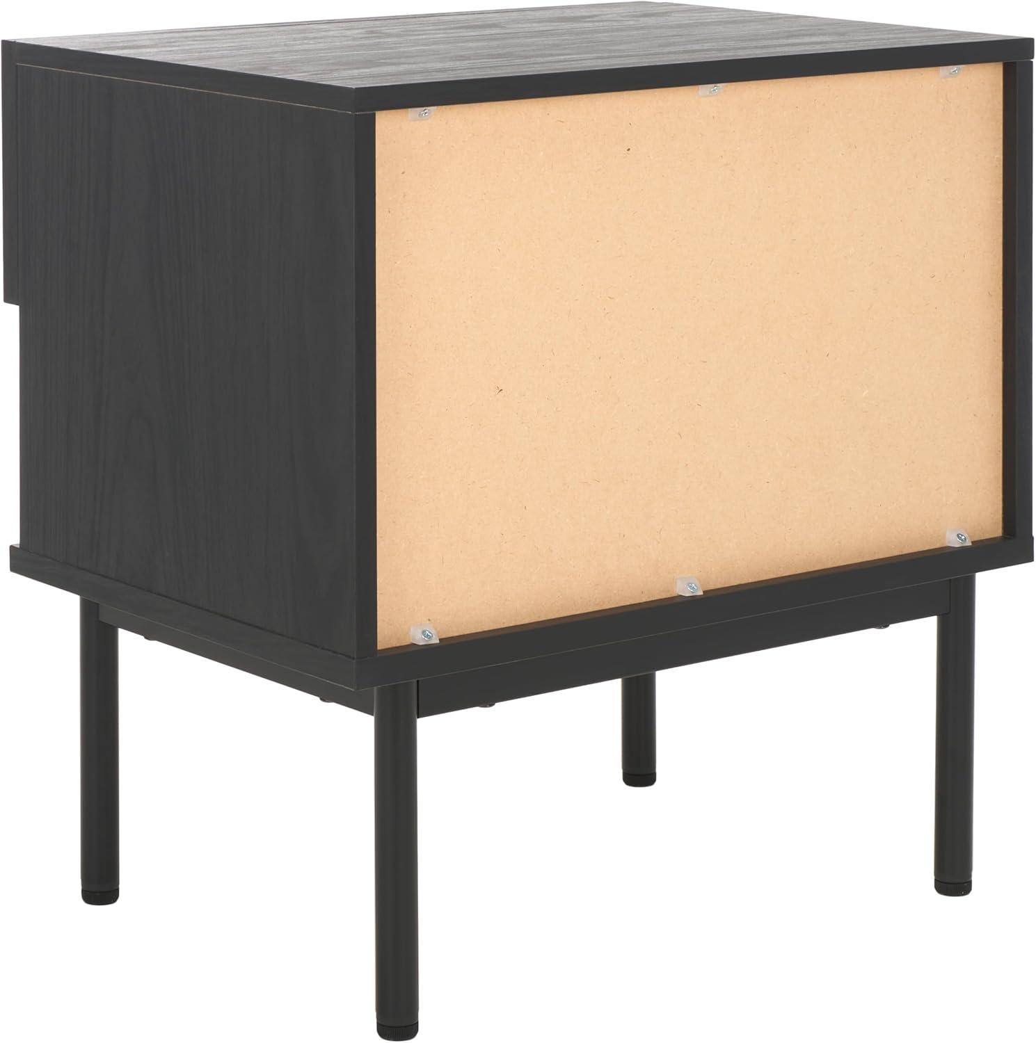 image:imageSAFAVIEH Home Collection Axelle WalnutBlack 1Drawer NightstandBlackBlack