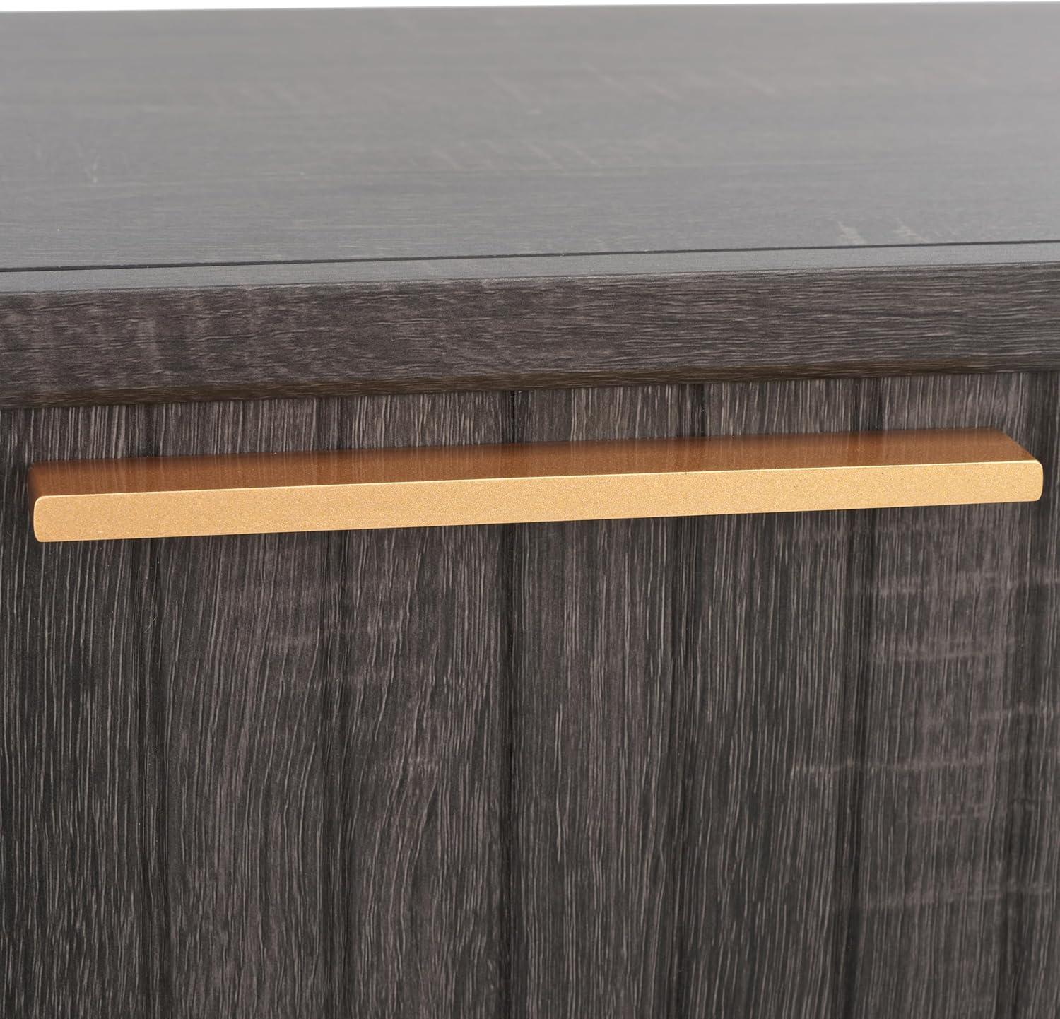 image:imageSAFAVIEH Home Collection Axelle WalnutBlack 1Drawer NightstandDistressed BlackGold