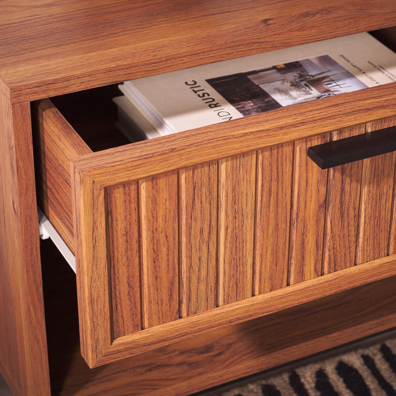 image:imageSAFAVIEH Home Collection Axelle WalnutBlack 1Drawer NightstandWalnutBlack