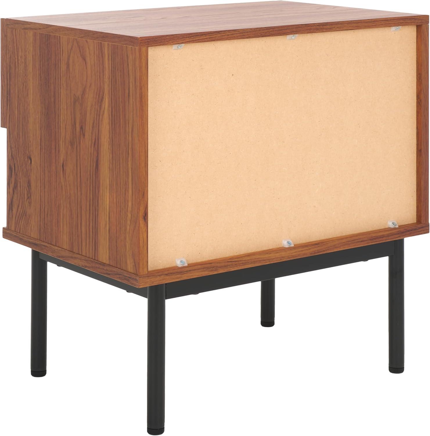 image:imageSAFAVIEH Home Collection Axelle WalnutBlack 1Drawer NightstandWalnutBlack