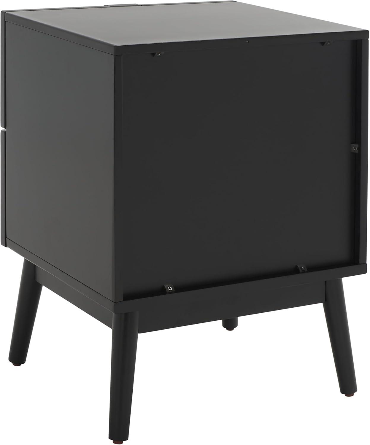 image:imageSAFAVIEH Home Collection Baisley Black 2Drawer Rattan NightstandBlack