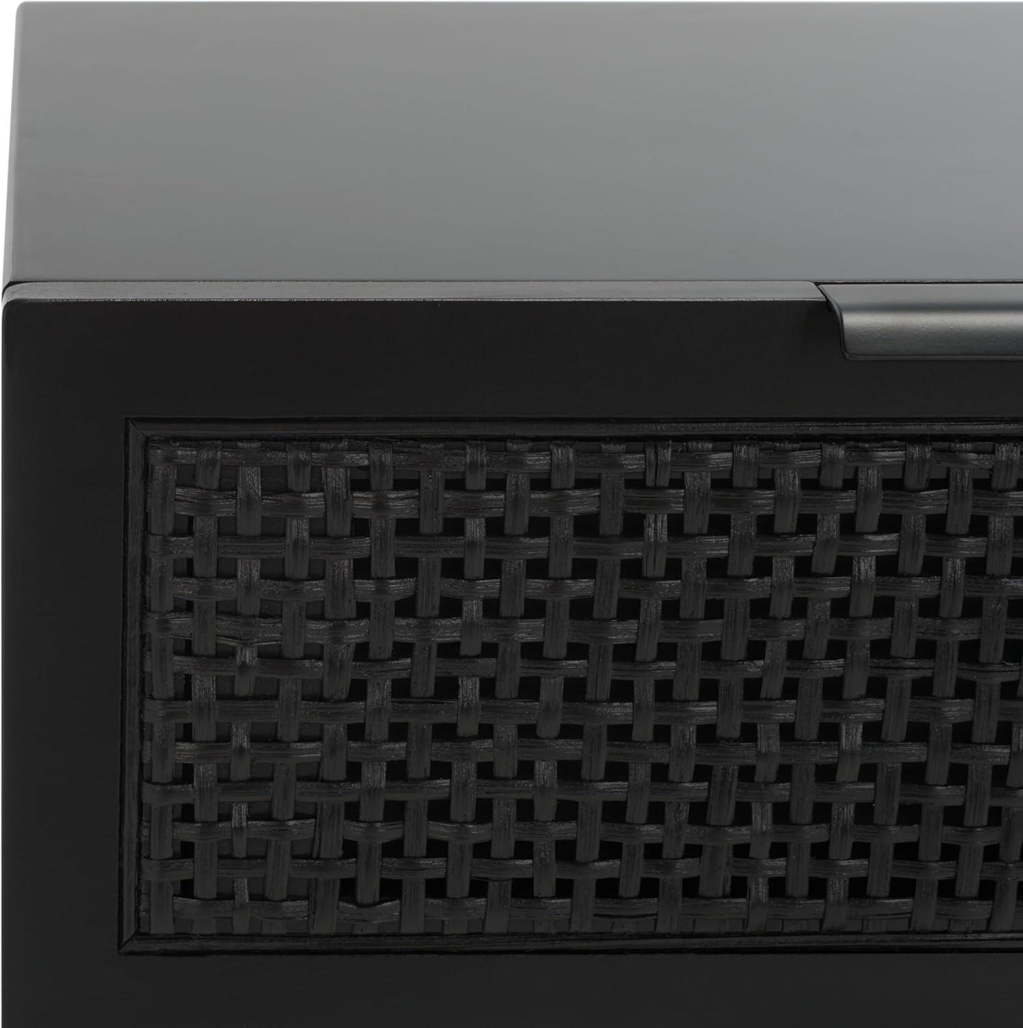 image:imageSAFAVIEH Home Collection Baisley Black 2Drawer Rattan NightstandBlack