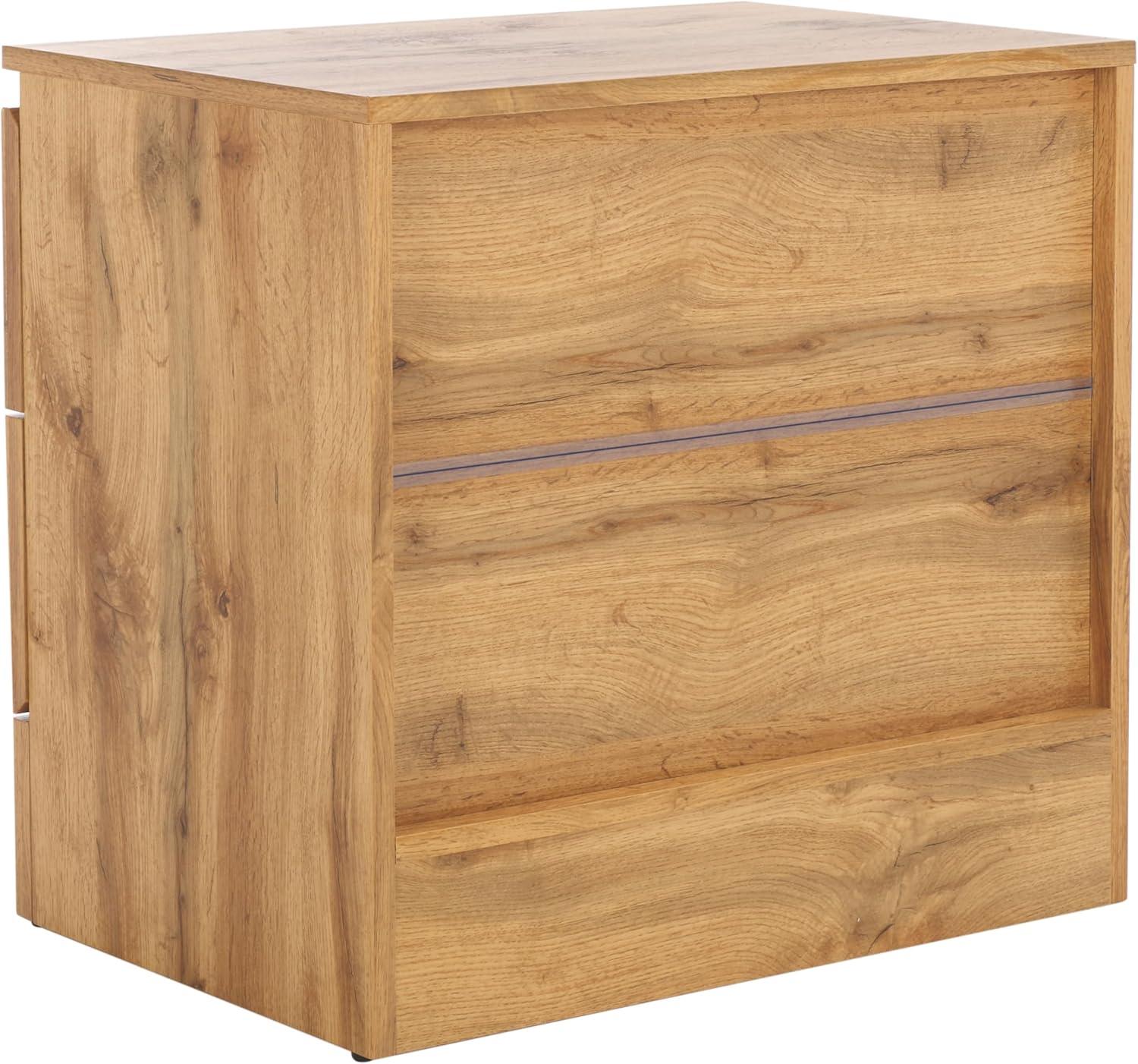 image:imageSAFAVIEH Home Collection Conall Oak Brown 2Drawer Storage Nightstand TableOak