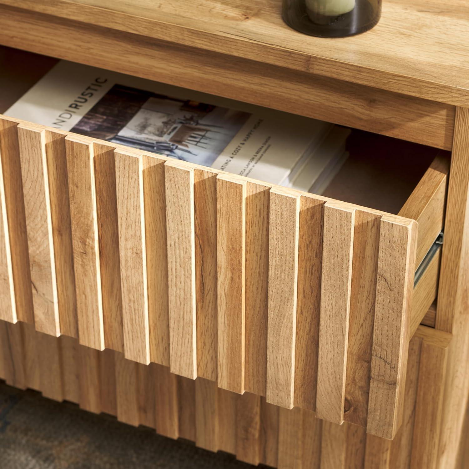 image:imageSAFAVIEH Home Collection Conall Oak Brown 2Drawer Storage Nightstand TableOak