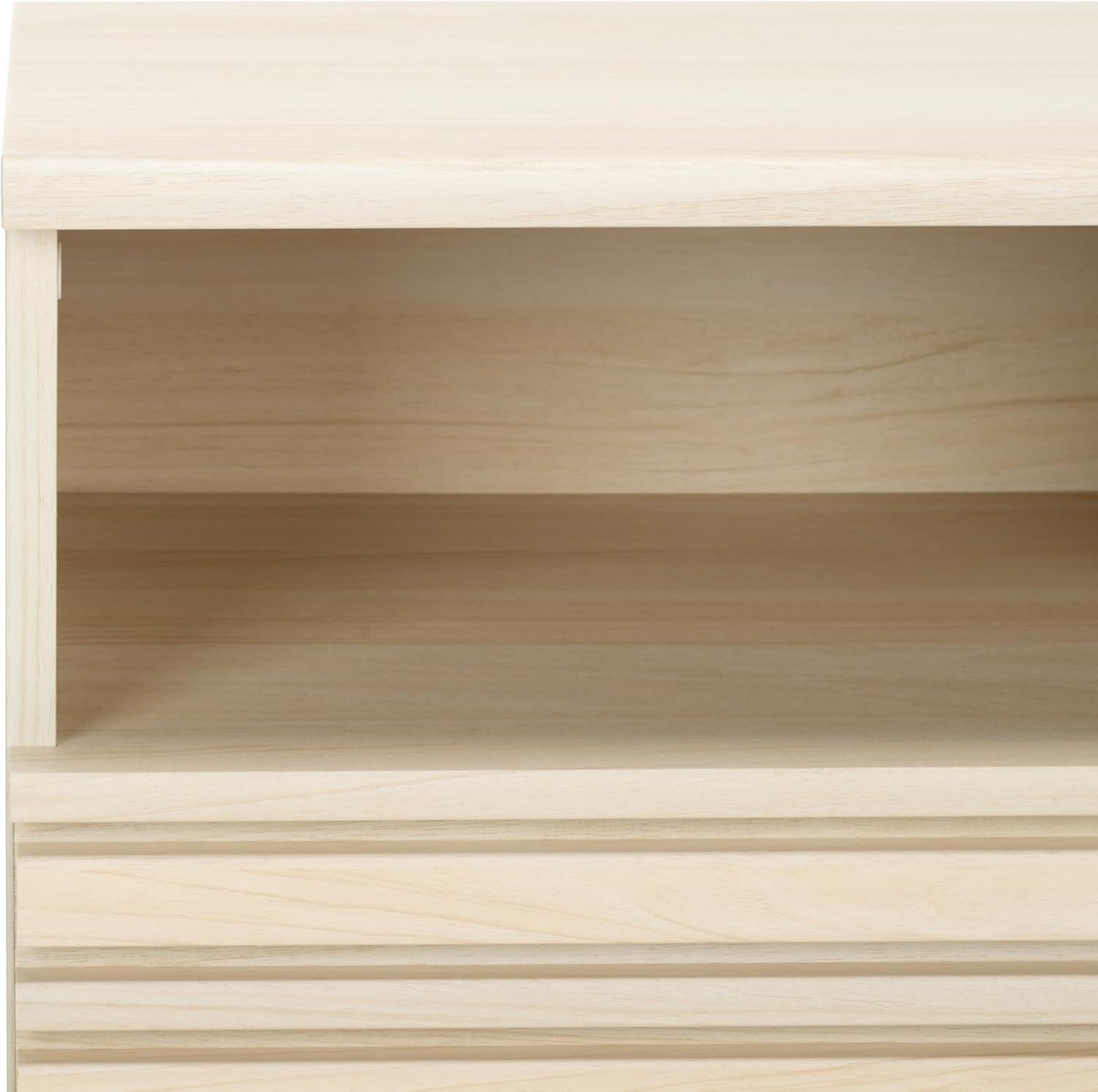 image:imageSAFAVIEH Home Collection ESMA Distressed Black 1Drawer 1Shelf NightstandBleached White