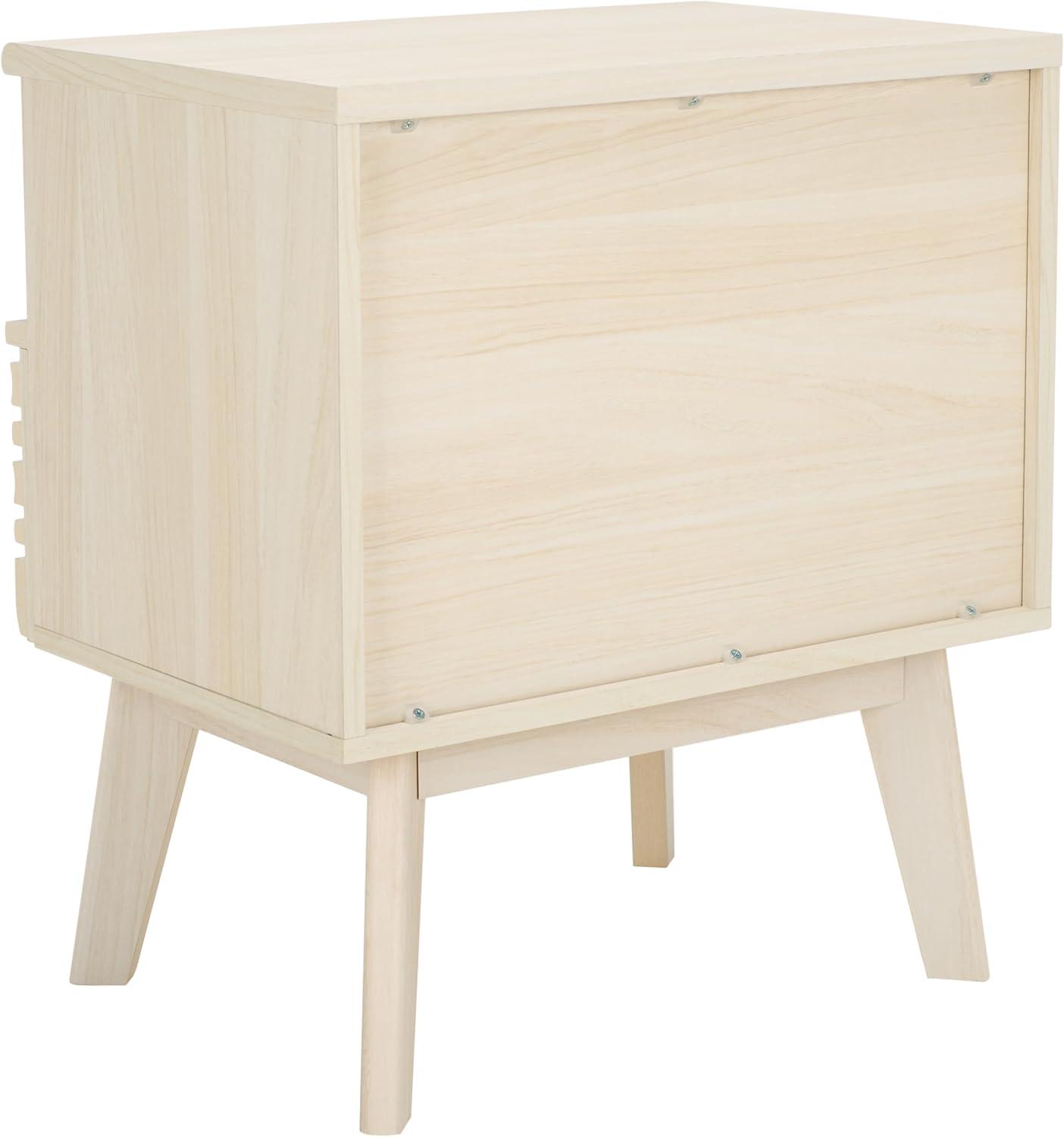 image:imageSAFAVIEH Home Collection ESMA Distressed Black 1Drawer 1Shelf NightstandBleached White