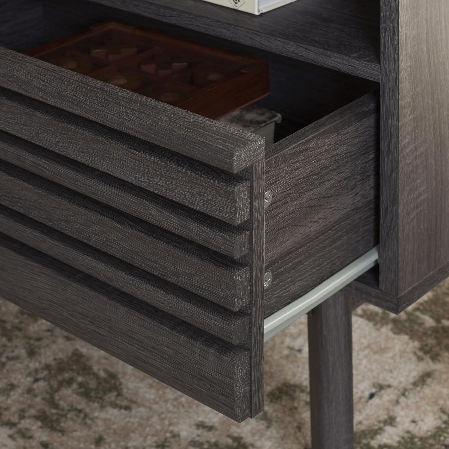 image:imageSAFAVIEH Home Collection ESMA Distressed Black 1Drawer 1Shelf NightstandDistressed Black