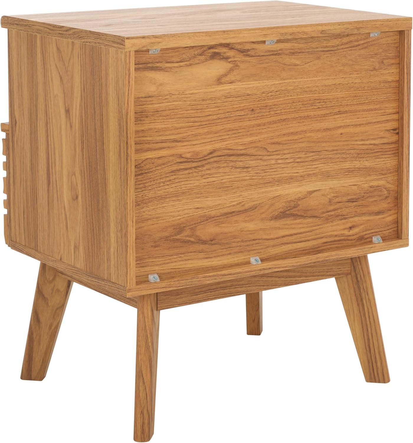 image:imageSAFAVIEH Home Collection ESMA Distressed Black 1Drawer 1Shelf NightstandOak