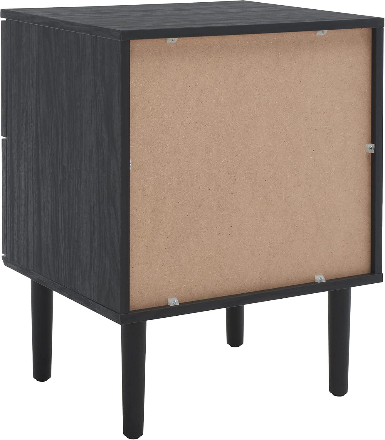image:imageSAFAVIEH Home Collection Irelia Distressed Black 2Drawer NightstandBlackNatural