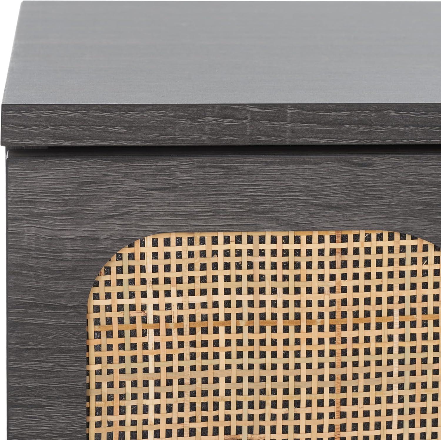 image:imageSAFAVIEH Home Collection Irelia Distressed Black 2Drawer NightstandDistressed BlackNatural