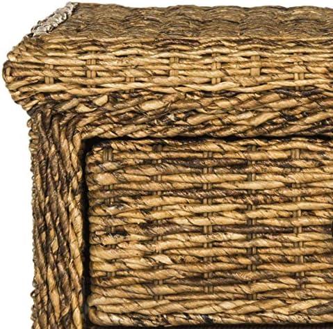 image:imageSAFAVIEH Home Collection Magi Tropical Natural Brown Rattan Solid Wood 1Drawer Nightstand Table Fully Assembled SEA8001A