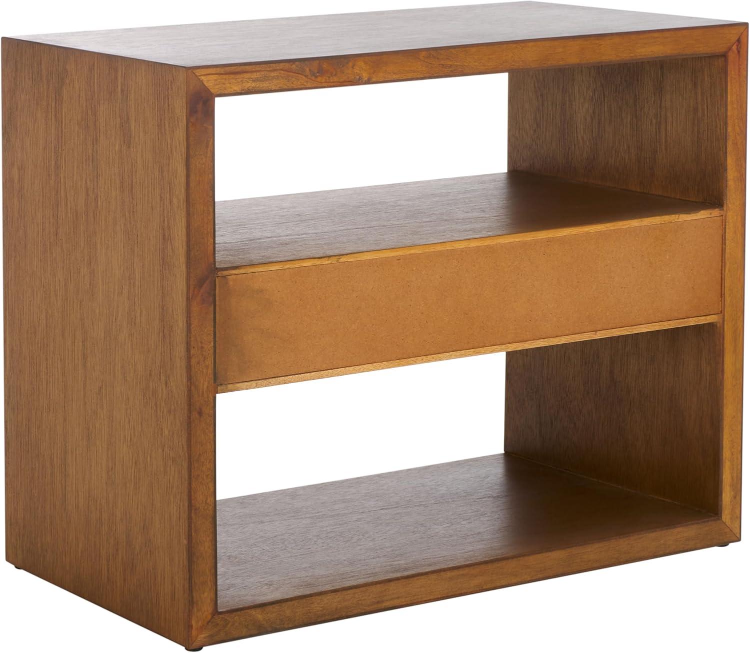 image:imageSAFAVIEH Home Collection Munson Natural 2Shelf 1Drawer Nightstand Fully AssembledNatural