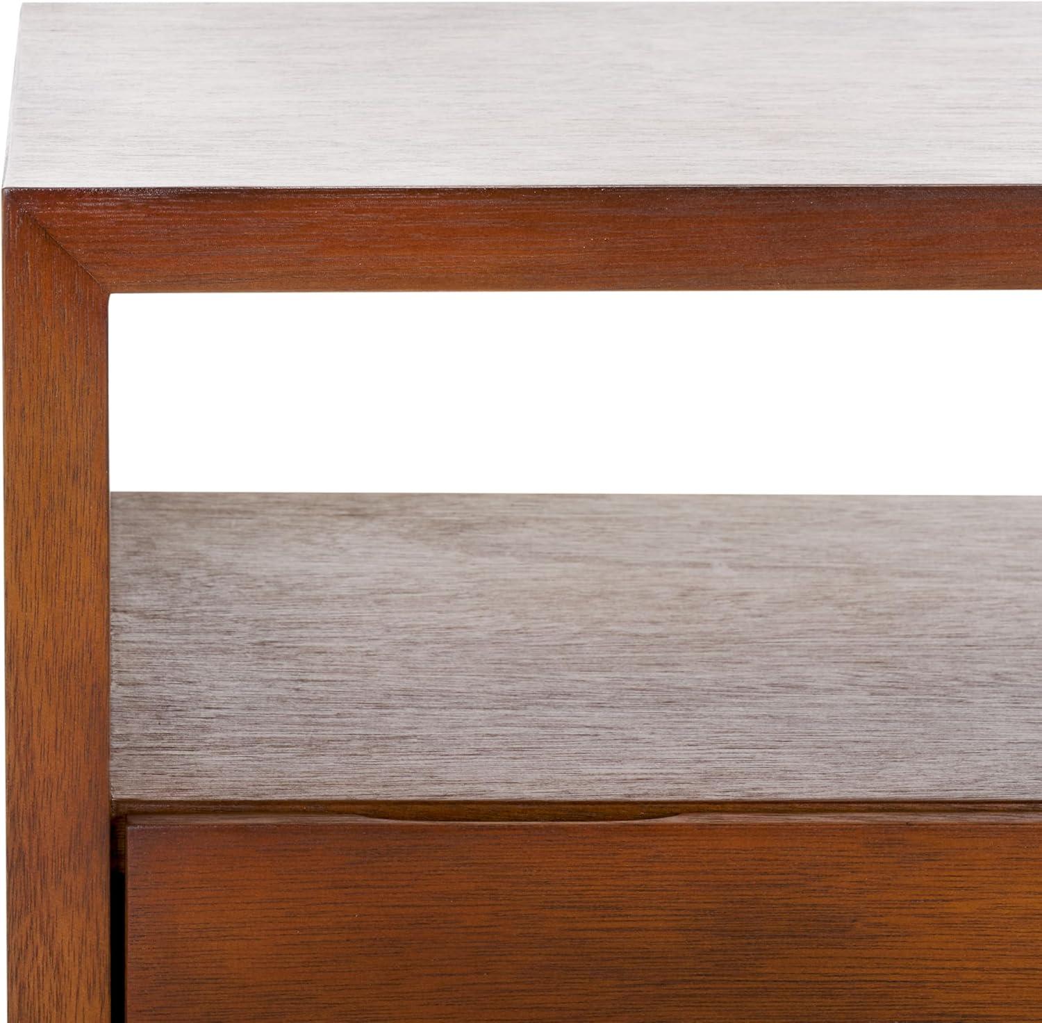 image:imageSAFAVIEH Home Collection Munson Natural 2Shelf 1Drawer Nightstand Fully AssembledNatural
