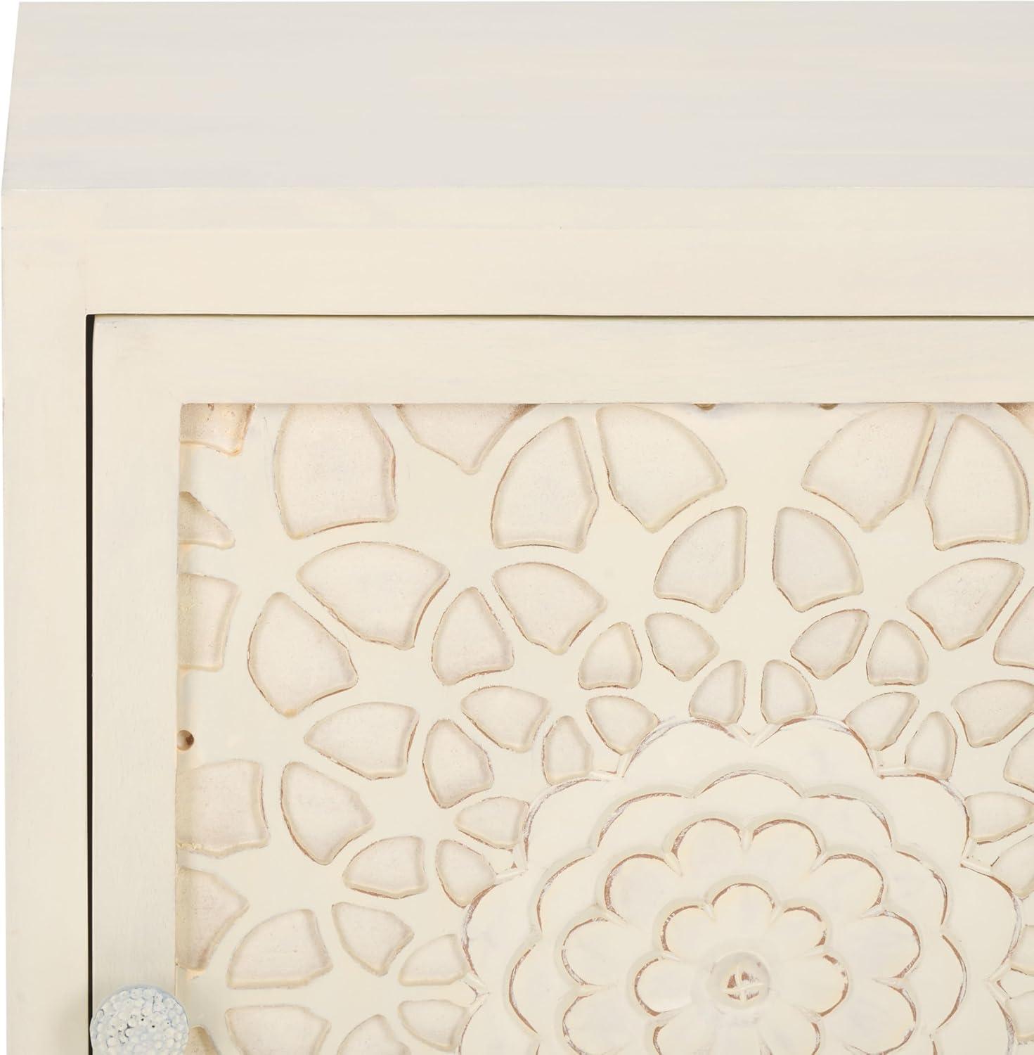 image:imageSAFAVIEH Home Collection Rayetta White Wash 2Shelf 1Door Nightstand Fully Assembled