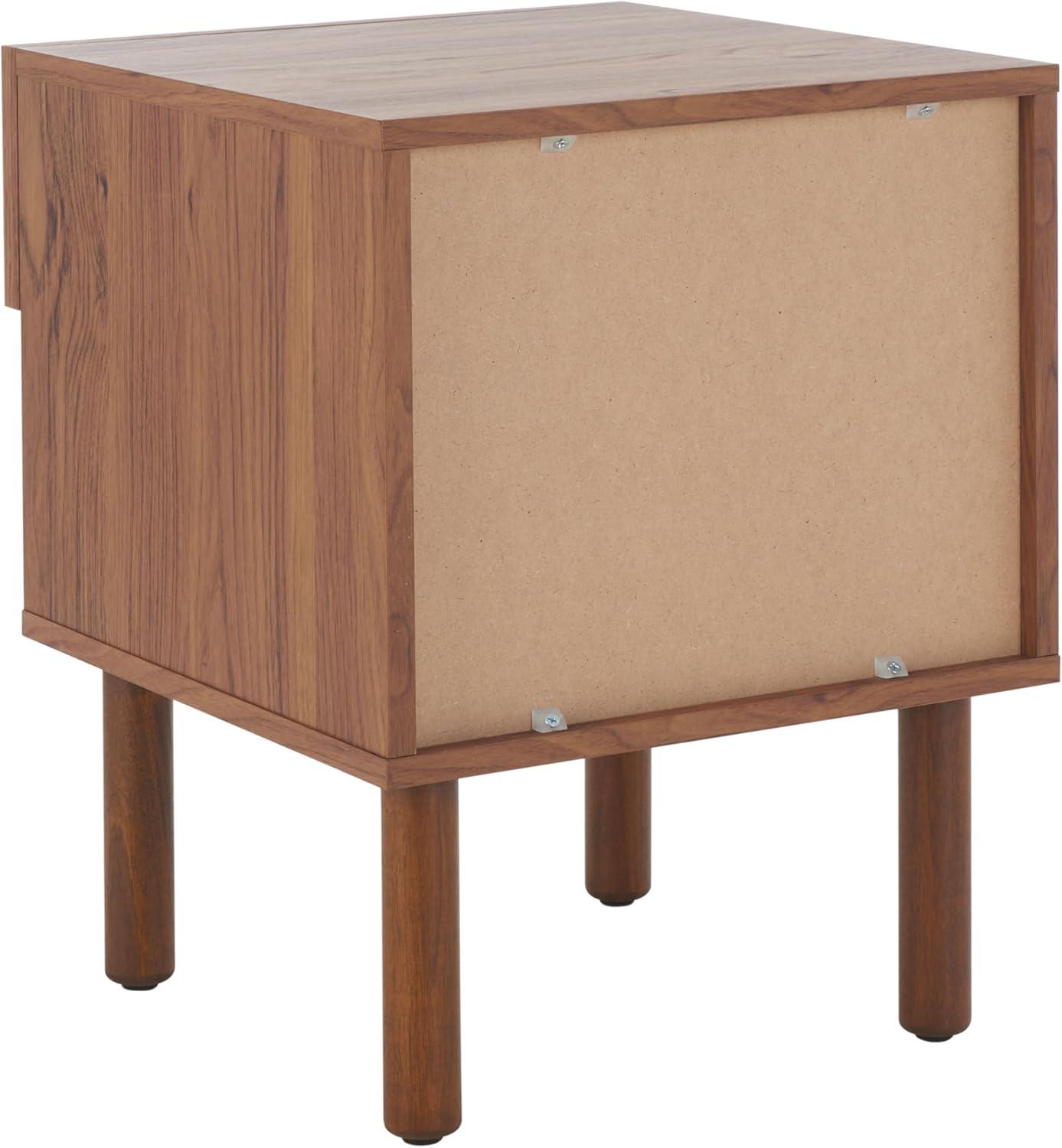 image:imageSAFAVIEH Home Collection Silvanna WalnutNatural Rattan 1Drawer 1Shelf Nightstand