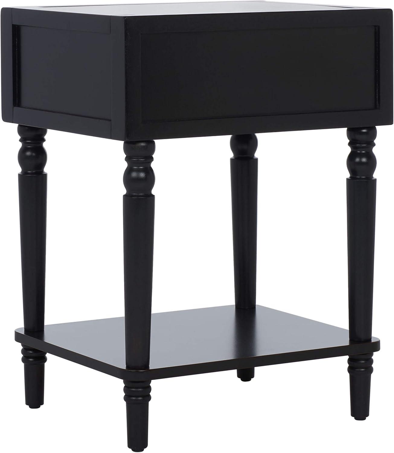 image:imageSAFAVIEH Home Collection Siobhan Vanilla Solid Wood 1Drawer Nightstand Accent TableBlack
