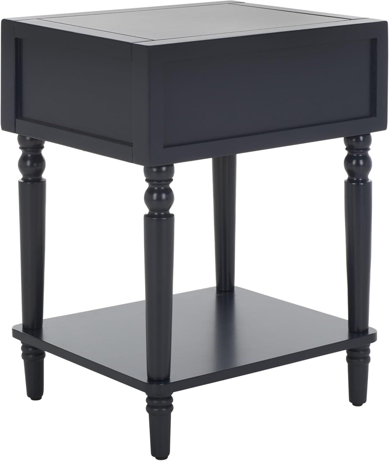 image:imageSAFAVIEH Home Collection Siobhan Vanilla Solid Wood 1Drawer Nightstand Accent TableNavy