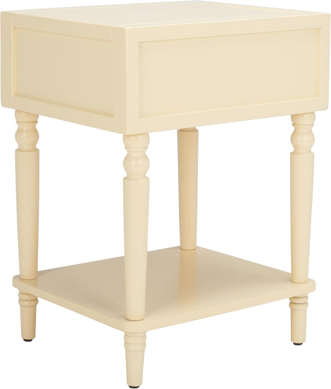 image:imageSAFAVIEH Home Collection Siobhan Vanilla Solid Wood 1Drawer Nightstand Accent TableVanilla