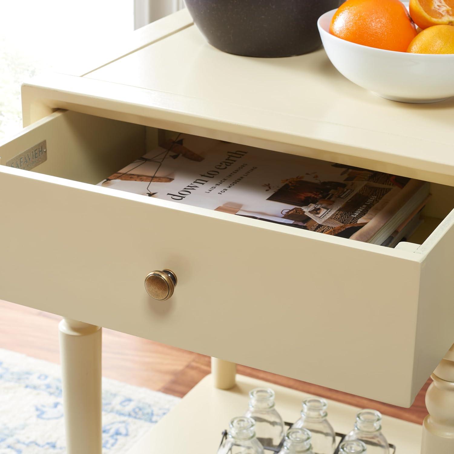 image:imageSAFAVIEH Home Collection Siobhan Vanilla Solid Wood 1Drawer Nightstand Accent TableVanilla