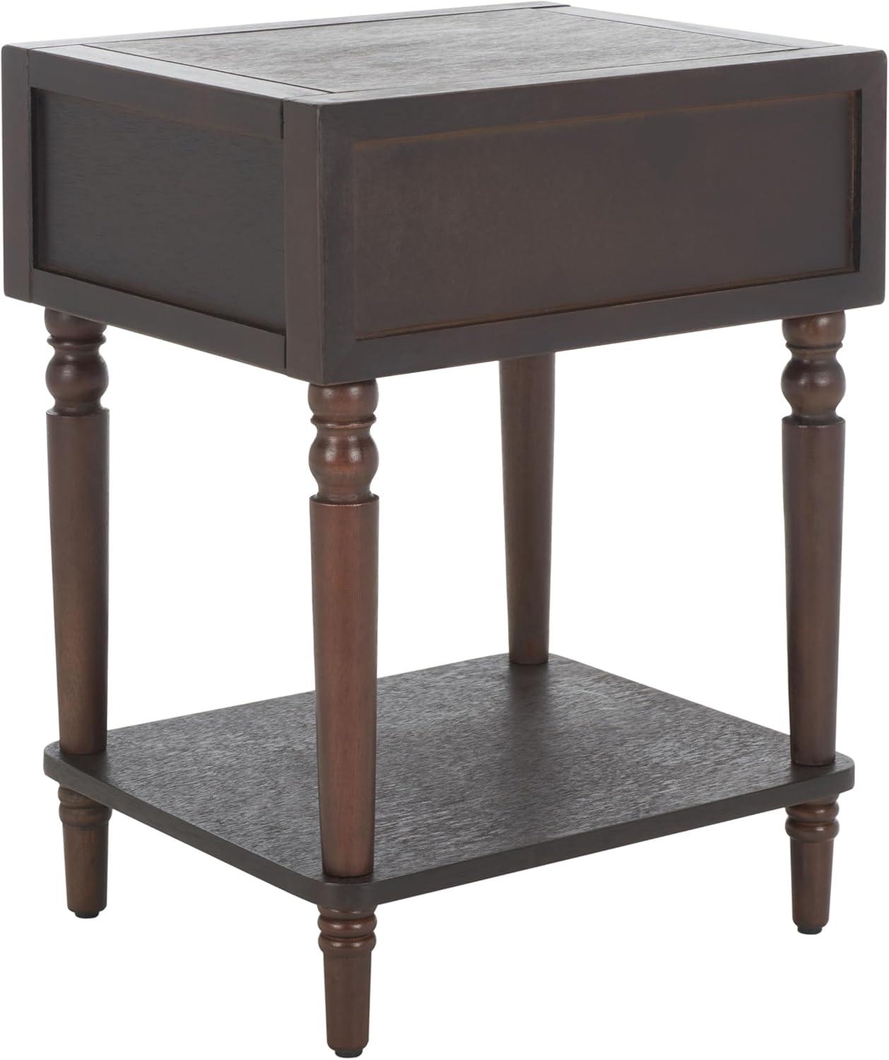 image:imageSAFAVIEH Home Collection Siobhan Vanilla Solid Wood 1Drawer Nightstand Accent TableWalnut