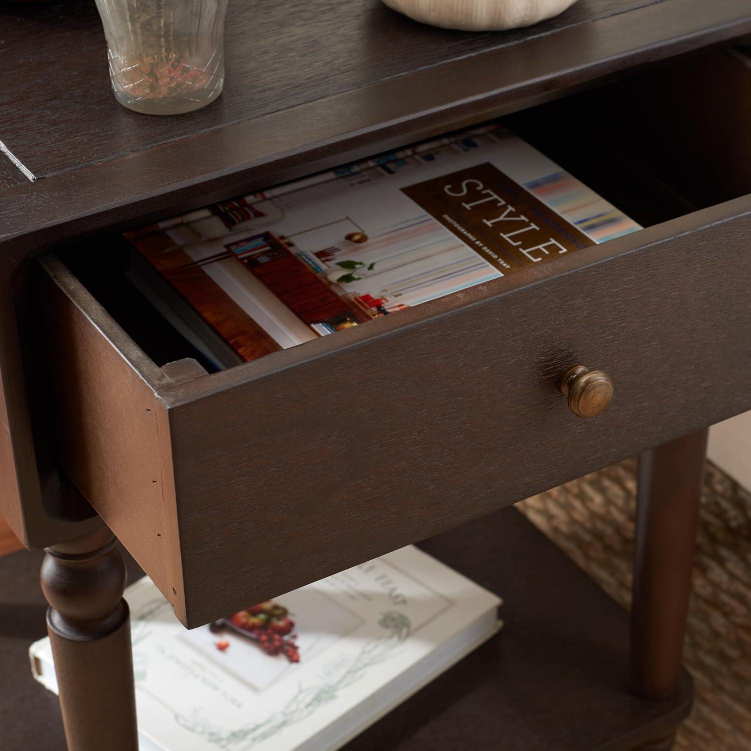 image:imageSAFAVIEH Home Collection Siobhan Vanilla Solid Wood 1Drawer Nightstand Accent TableWalnut