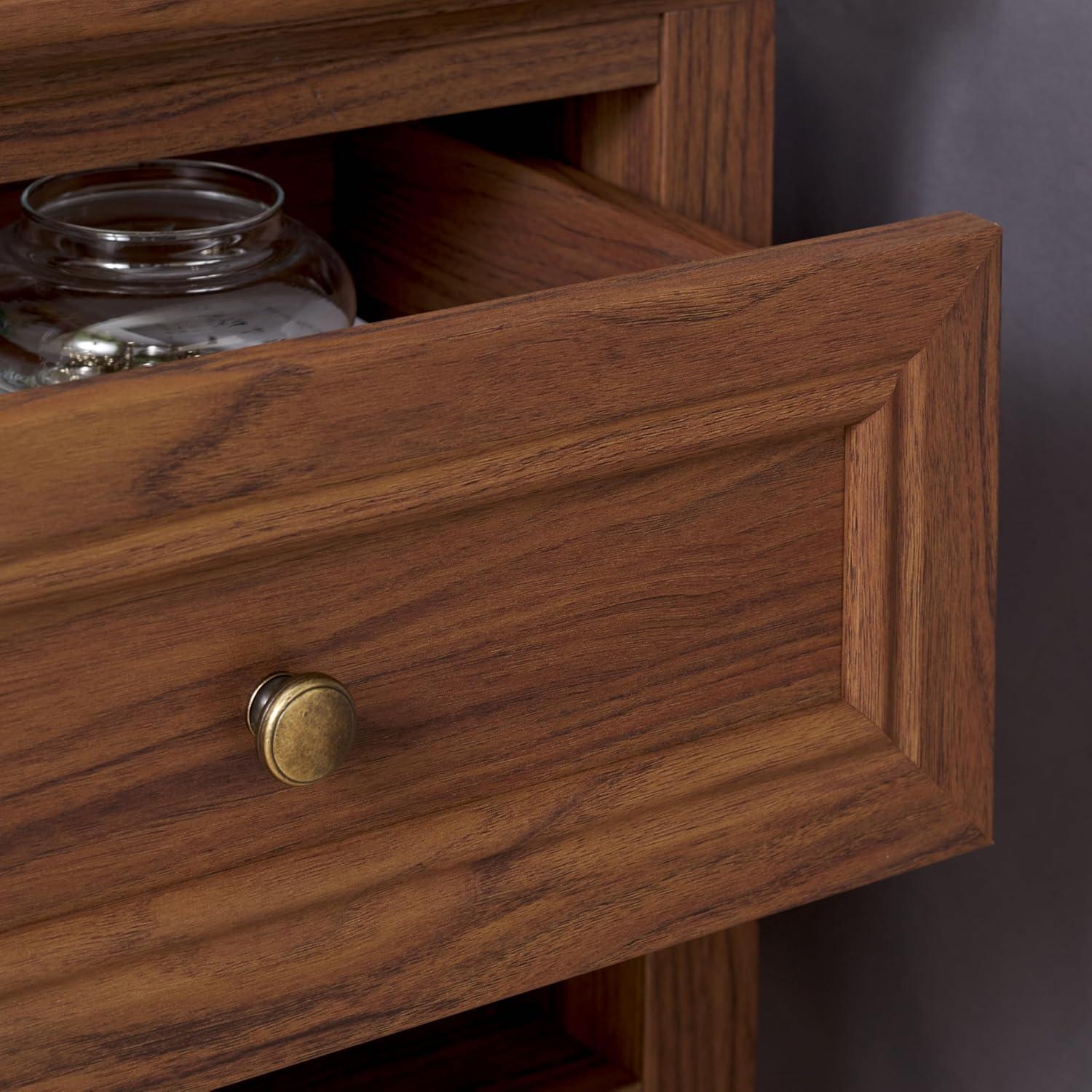 image:imageSAFAVIEH Home Collection Sondra Distressed BlackGold 2Drawer NightstandWalnutGold