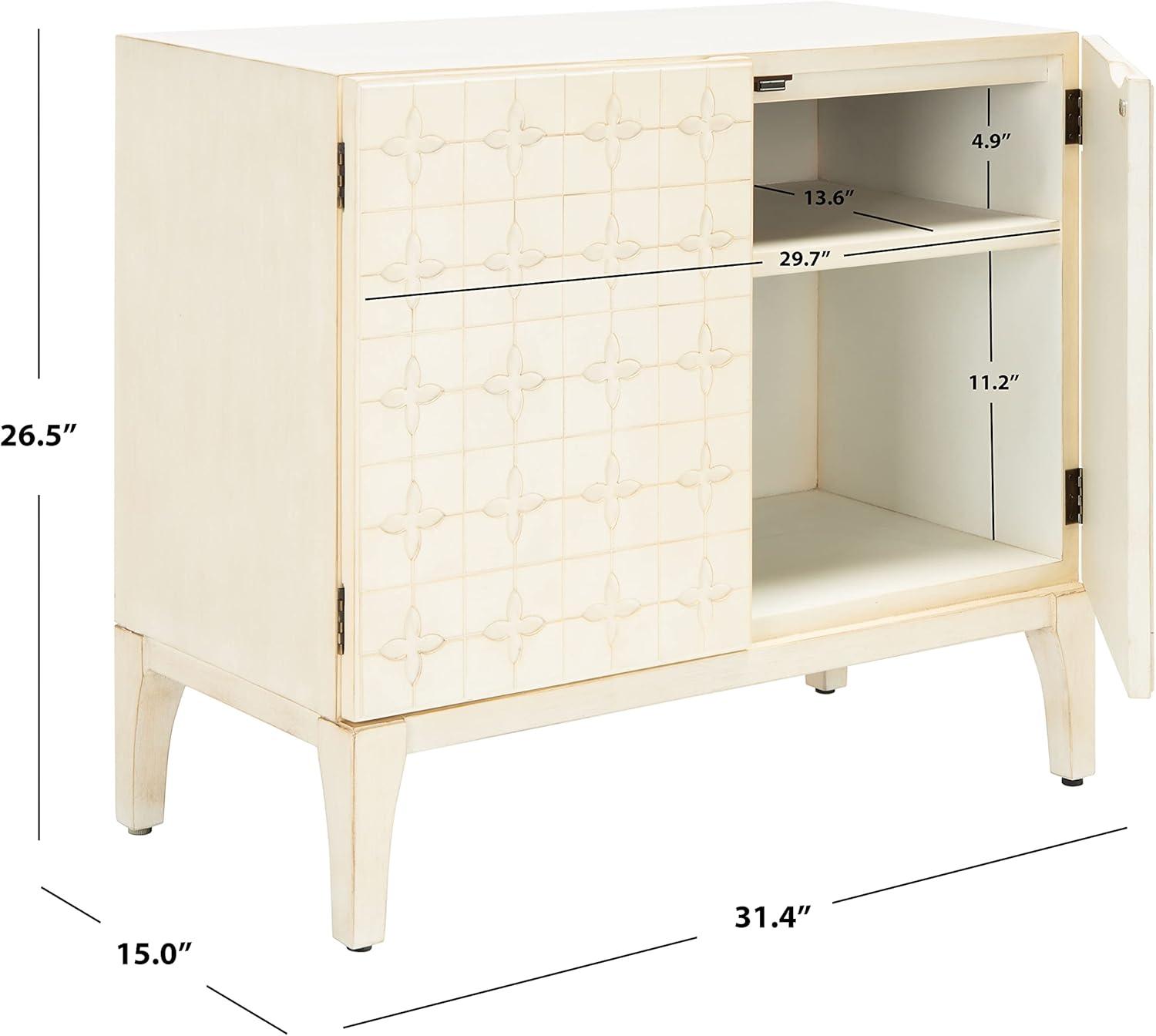 image:imageSAFAVIEH Home Collection Sula Antique White 2Door 2Shelf Storage Living Room Bedroom Chest Fully Assembled