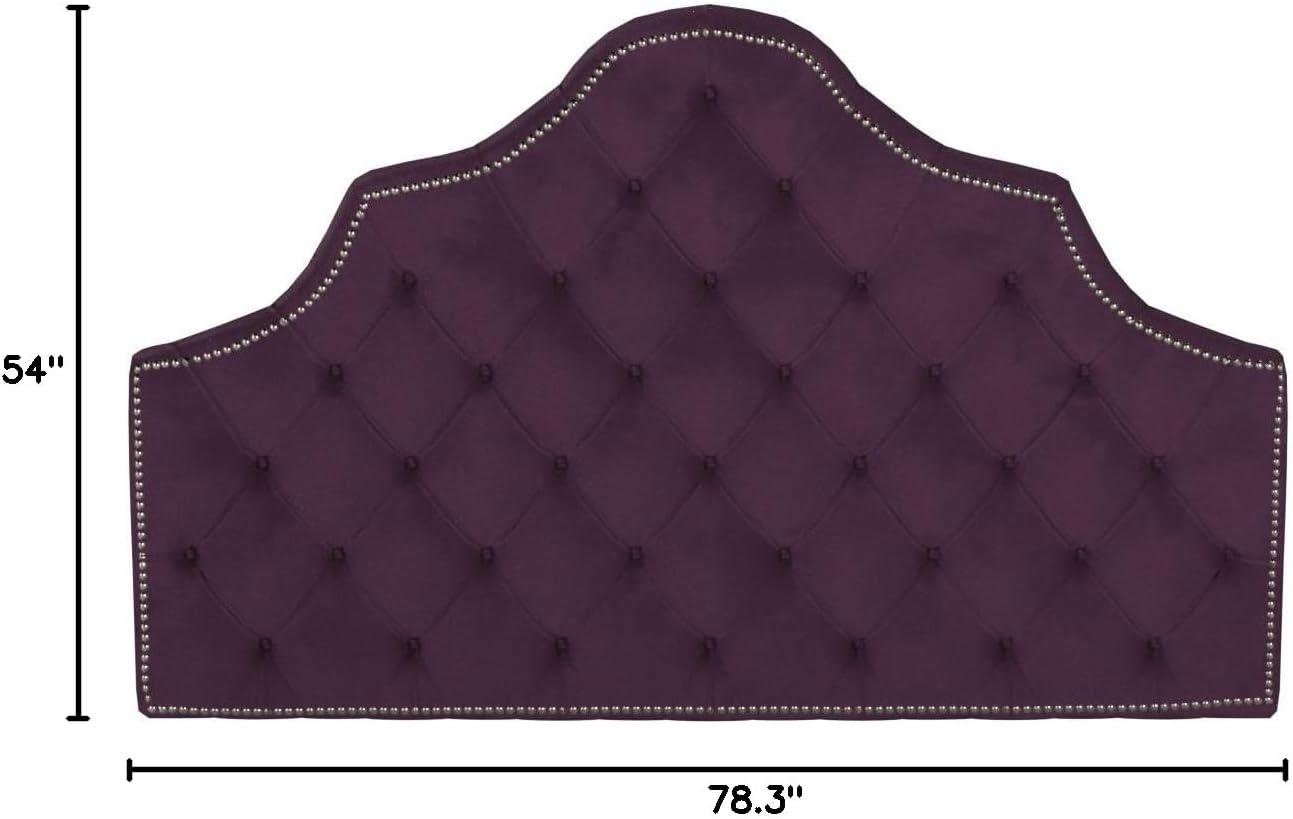 image:imageSafavieh Arebelle Taupe Linen Upholstered Tufted Headboard Silver Nailhead QueenAubergine