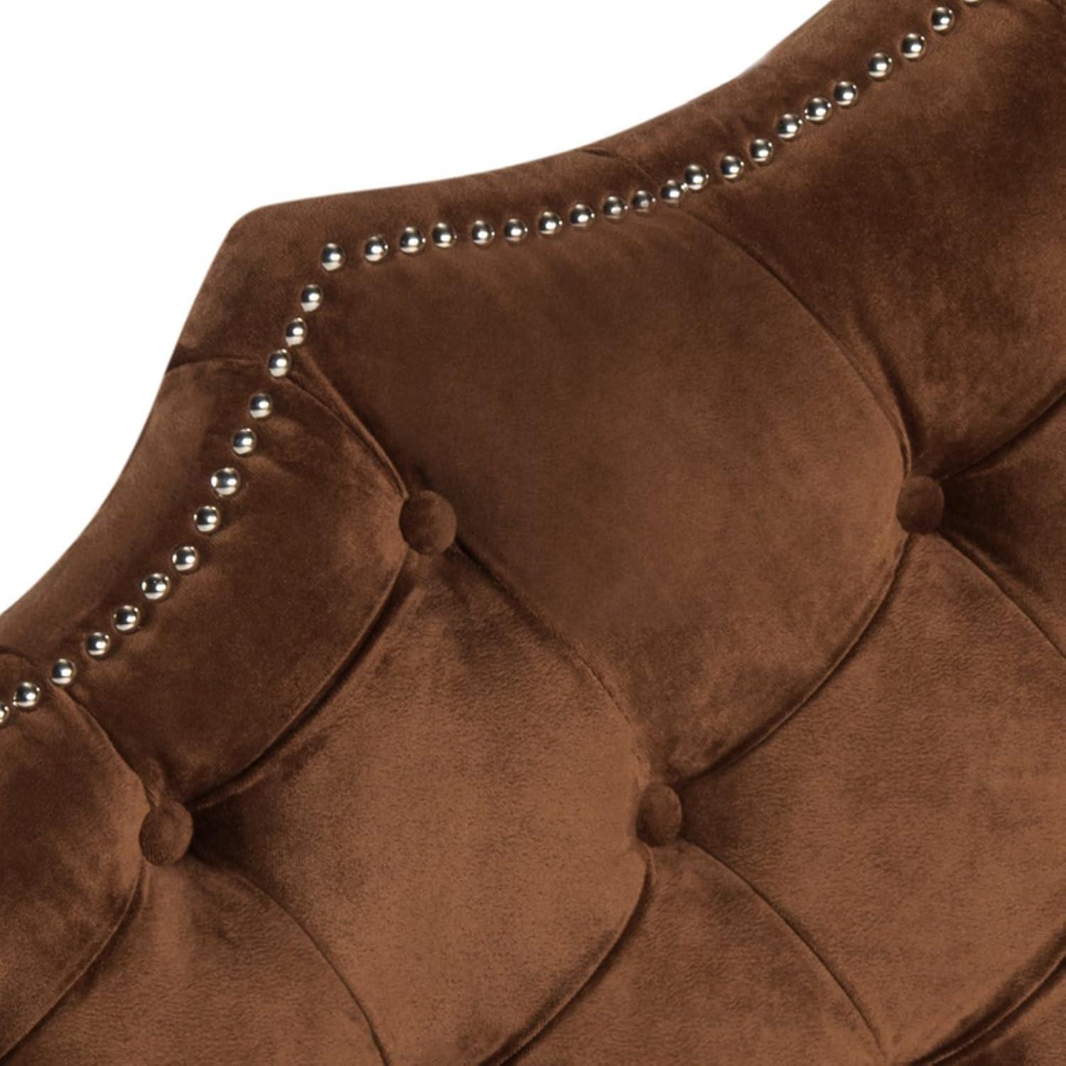 image:imageSafavieh Arebelle Taupe Linen Upholstered Tufted Headboard Silver Nailhead QueenAubergine