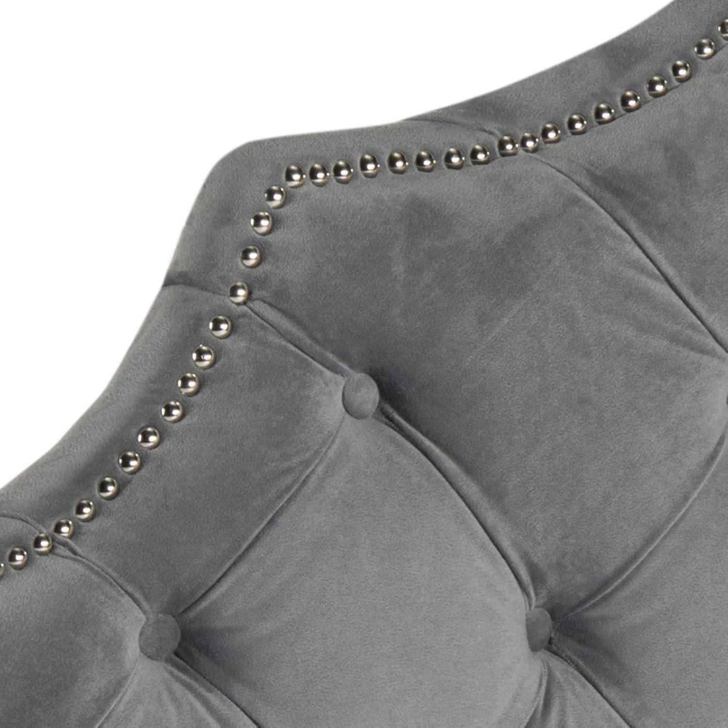 image:imageSafavieh Arebelle Taupe Linen Upholstered Tufted Headboard Silver Nailhead QueenAubergine