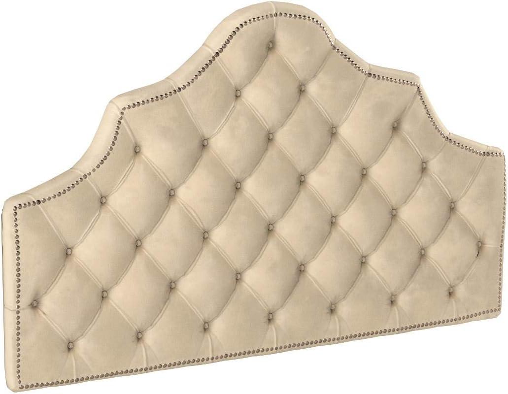 image:imageSafavieh Arebelle Taupe Linen Upholstered Tufted Headboard Silver Nailhead QueenBuckwheat
