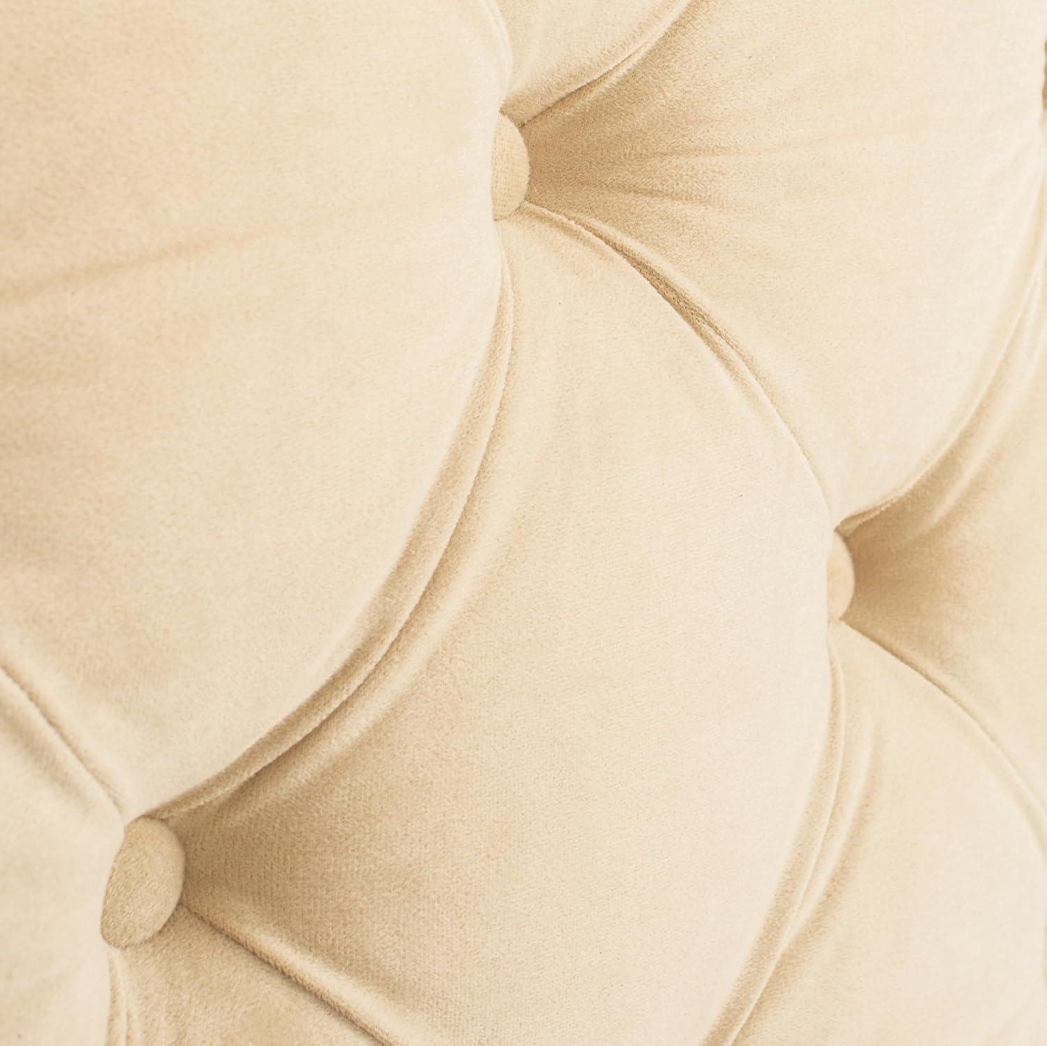image:imageSafavieh Arebelle Taupe Linen Upholstered Tufted Headboard Silver Nailhead QueenBuckwheat