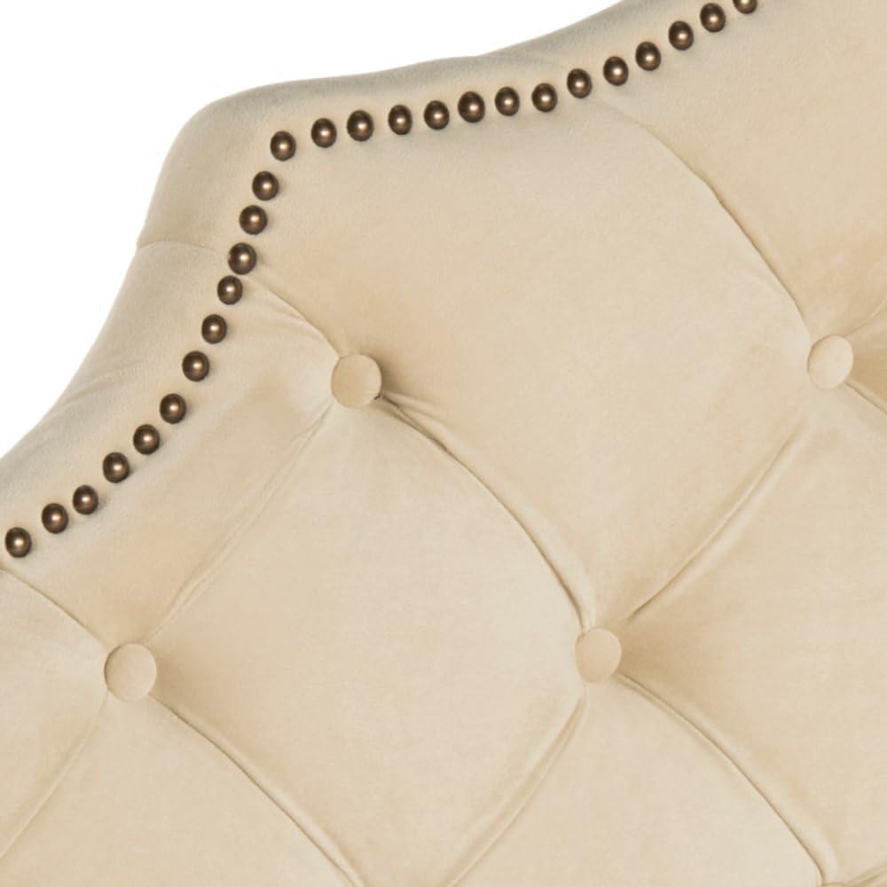 image:imageSafavieh Arebelle Taupe Linen Upholstered Tufted Headboard Silver Nailhead QueenBuckwheat