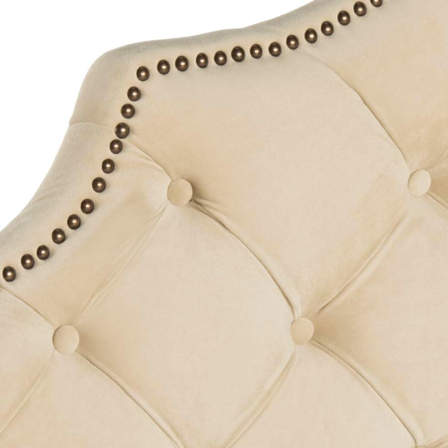 image:imageSafavieh Arebelle Taupe Linen Upholstered Tufted Headboard Silver Nailhead QueenBuckwheat