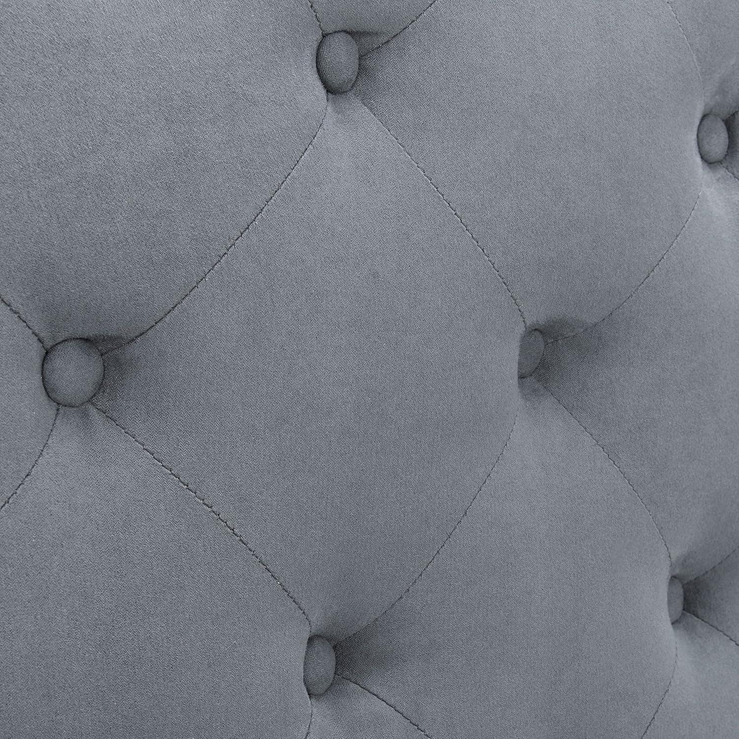 image:imageSafavieh Arebelle Taupe Linen Upholstered Tufted Headboard Silver Nailhead QueenGray