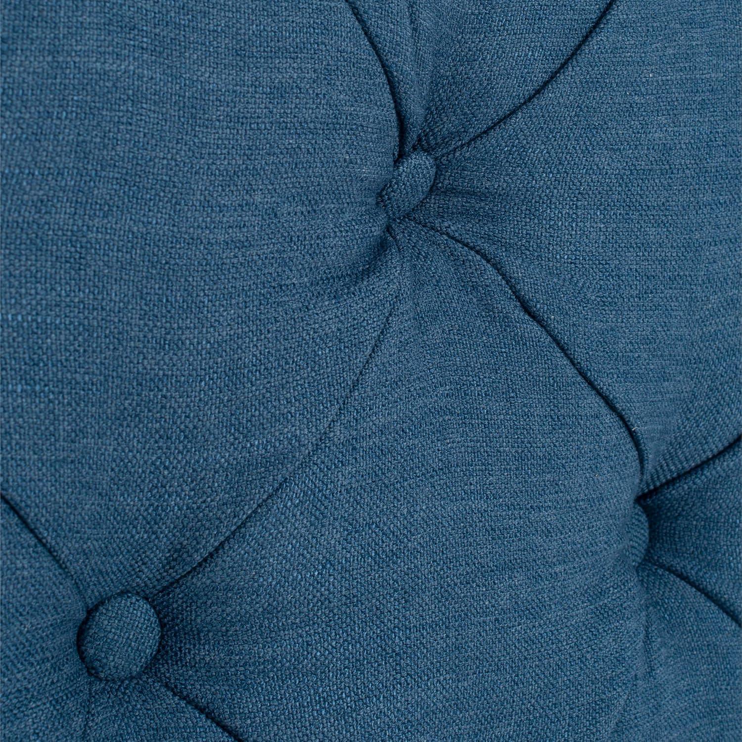 image:imageSafavieh Arebelle Taupe Linen Upholstered Tufted Headboard Silver Nailhead QueenSteel Blue