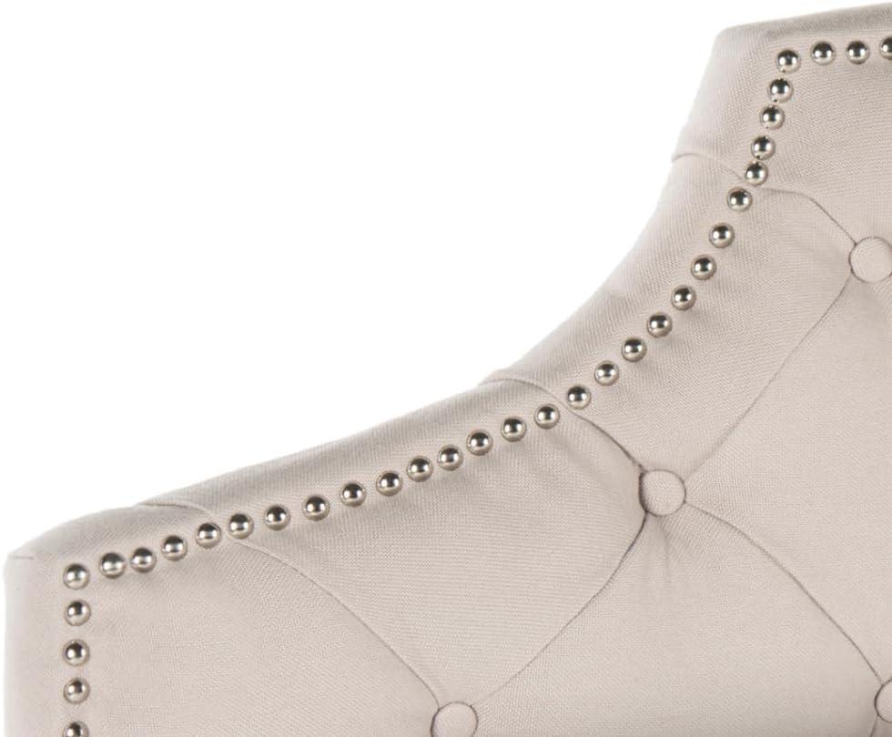 image:imageSafavieh Arebelle Taupe Linen Upholstered Tufted Headboard Silver Nailhead QueenTaupe
