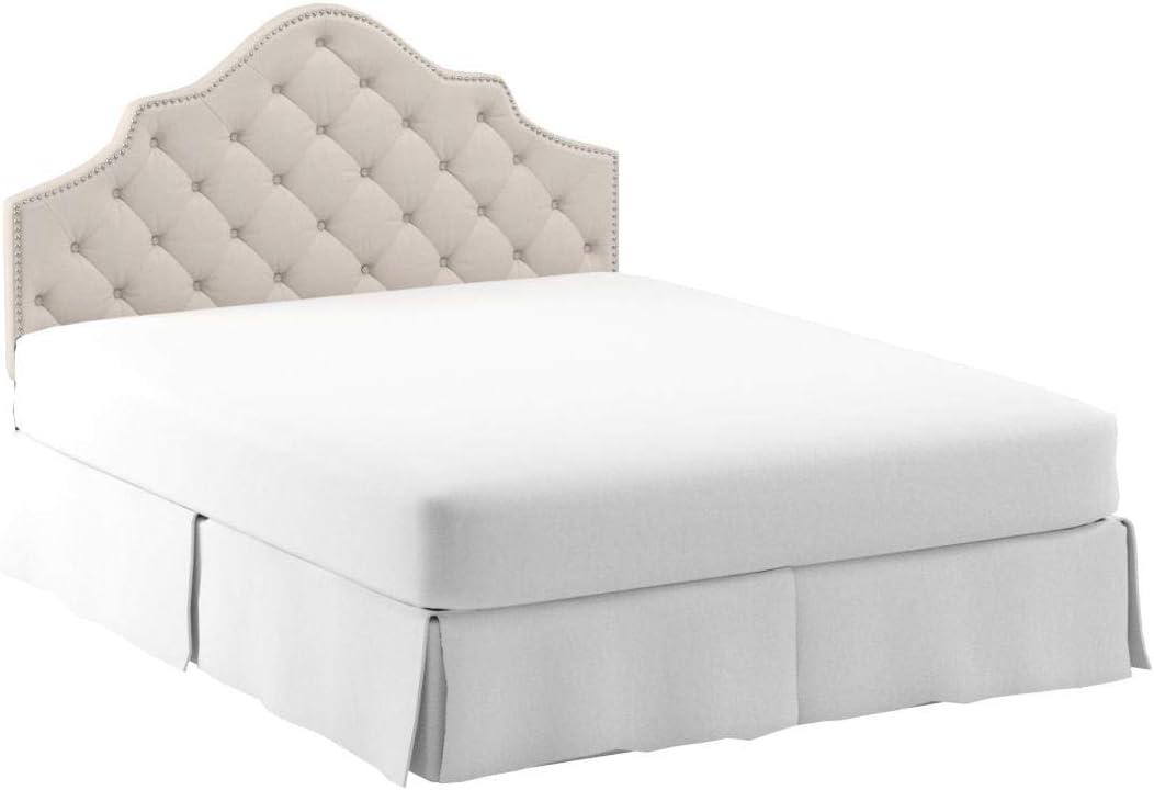 image:imageSafavieh Arebelle Taupe Linen Upholstered Tufted Headboard Silver Nailhead QueenTaupe