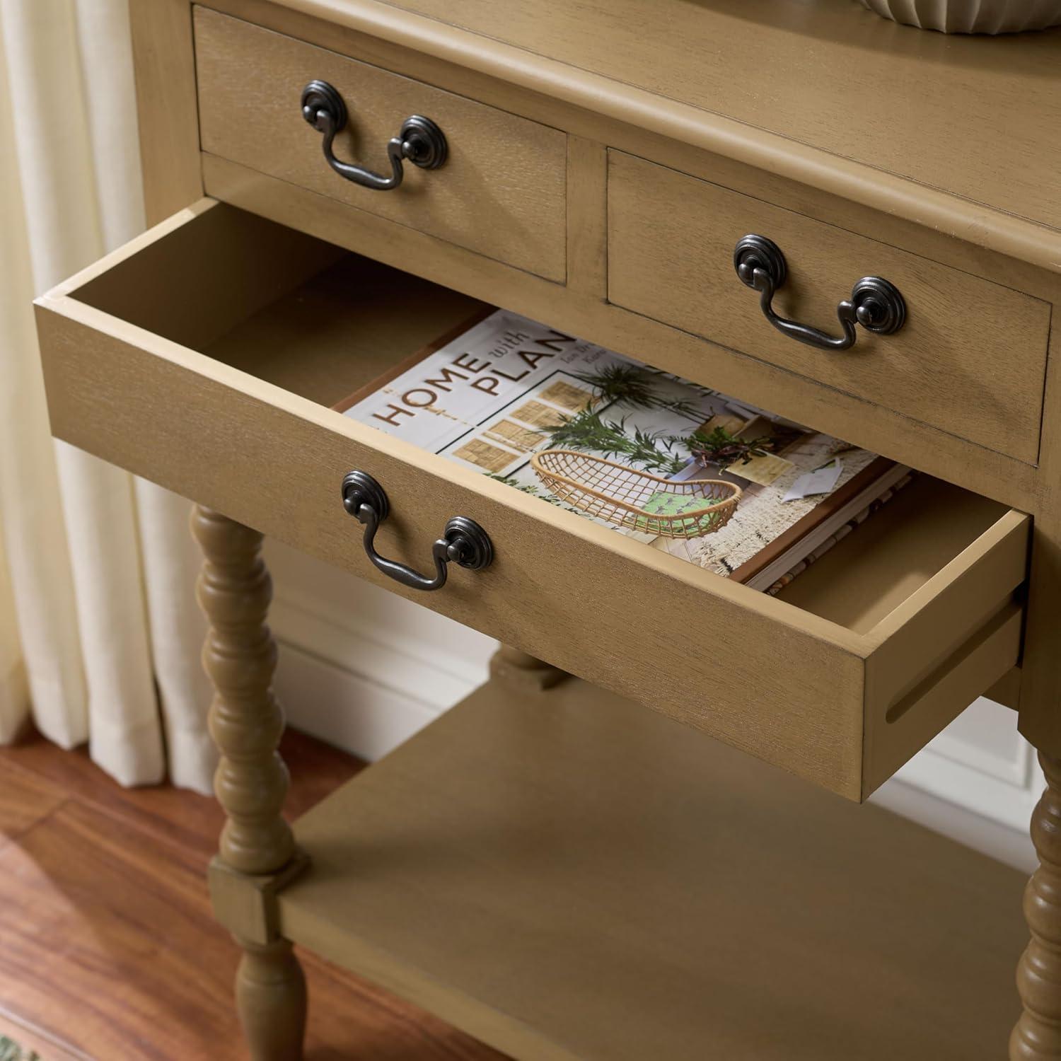 image:imageSafavieh Home Collection Athena Black 3Drawer Console TableDesert Brown
