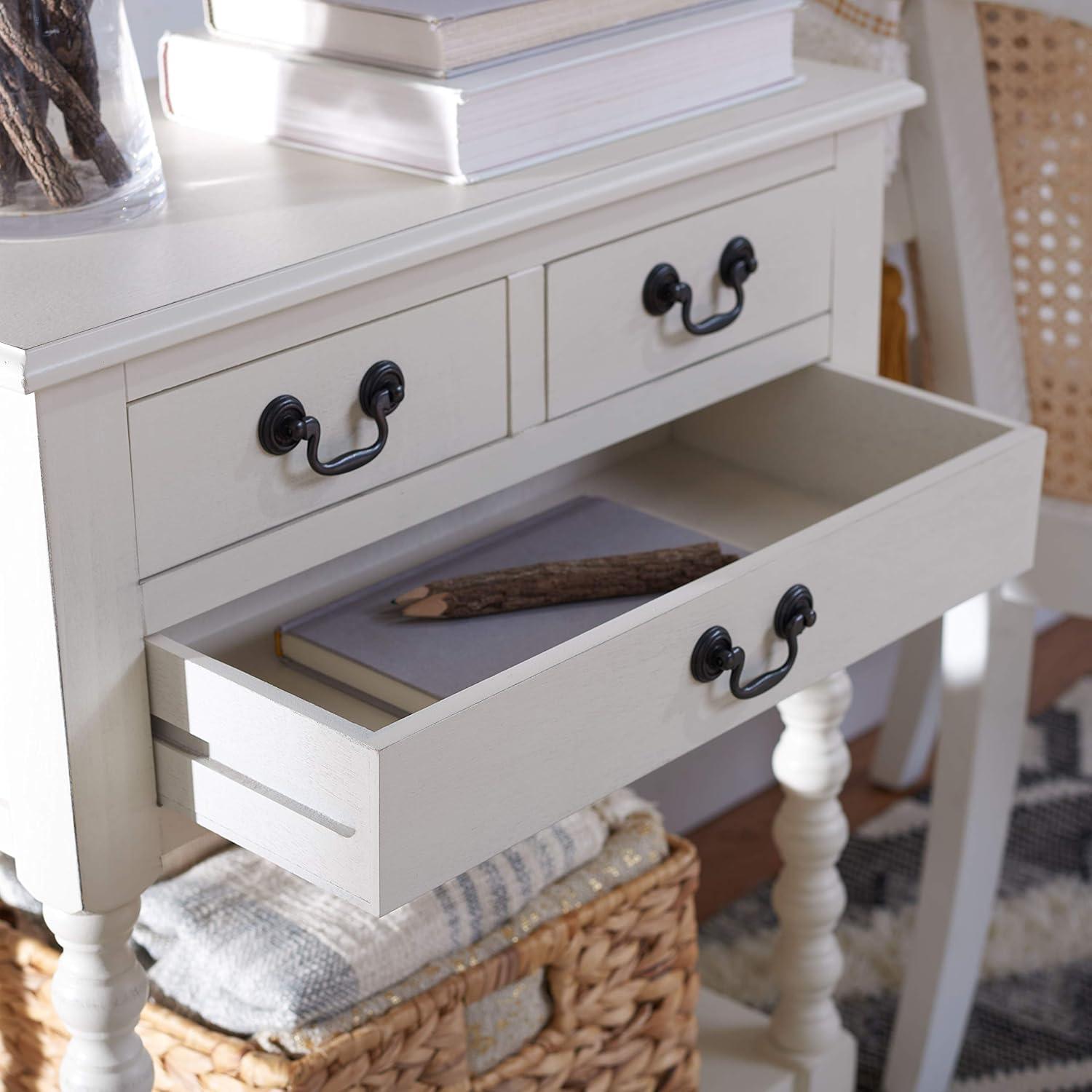image:imageSafavieh Home Collection Athena Black 3Drawer Console TableDistressed White