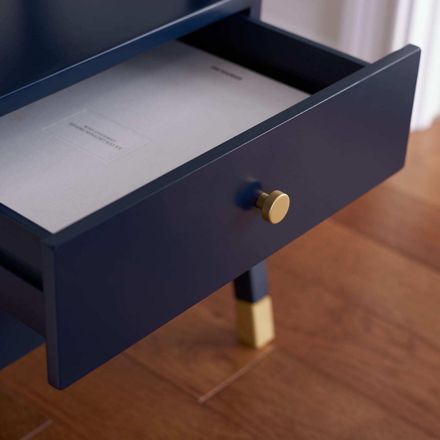image:imageSafavieh Home Collection Cove WhiteGold 2Drawer 1Shelf Accent Table Fully Assembled ACC6602BNavyGold