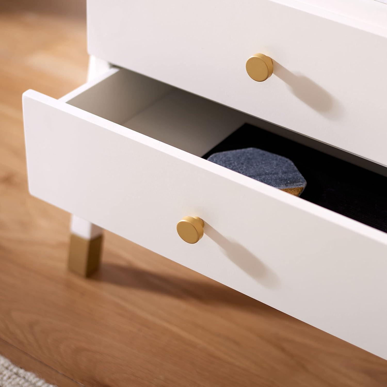 image:imageSafavieh Home Collection Cove WhiteGold 2Drawer 1Shelf Accent Table Fully Assembled ACC6602BWhiteGold