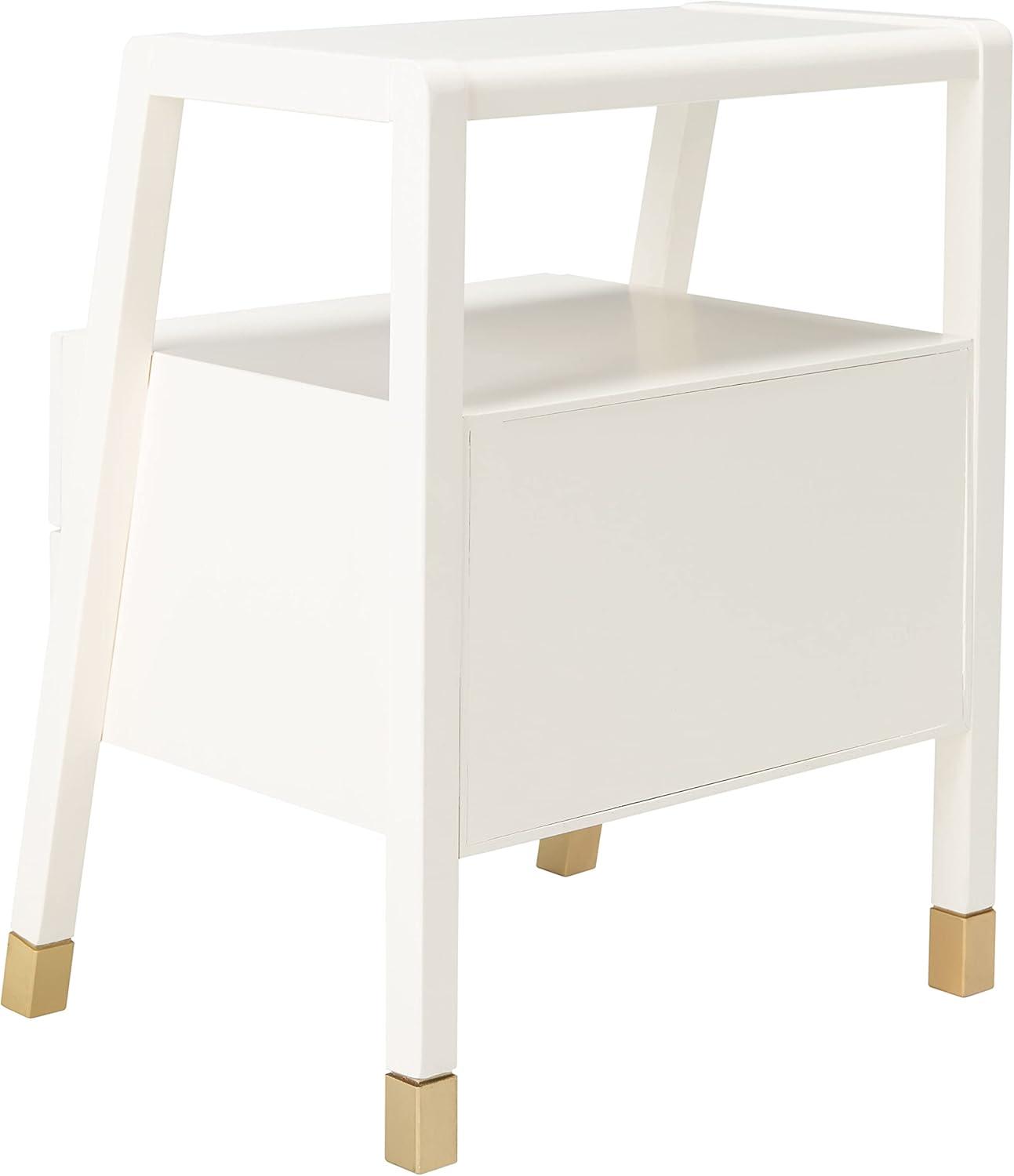 image:imageSafavieh Home Collection Cove WhiteGold 2Drawer 1Shelf Accent Table Fully Assembled ACC6602BWhiteGold