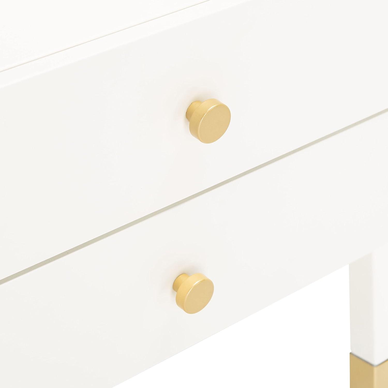 image:imageSafavieh Home Collection Cove WhiteGold 2Drawer 1Shelf Accent Table Fully Assembled ACC6602BWhiteGold