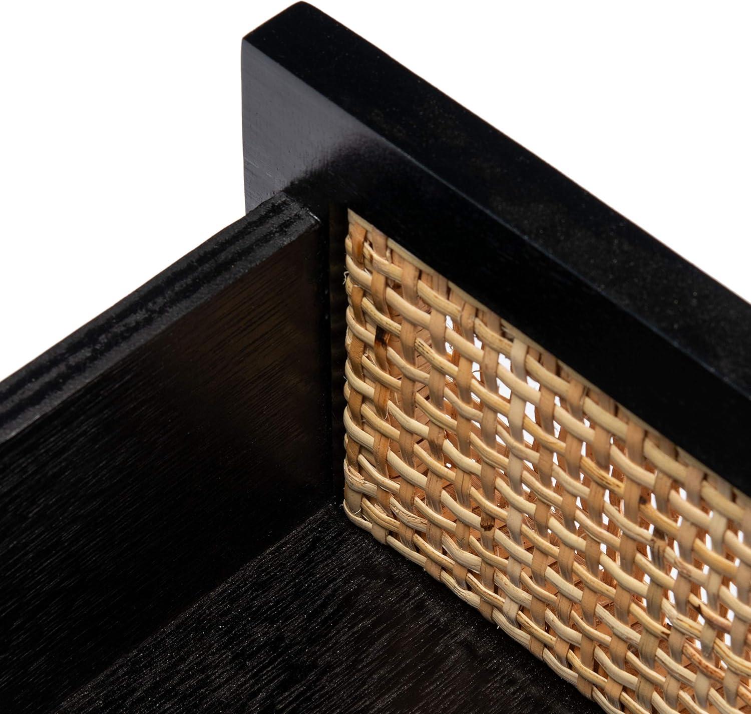 image:imageSafavieh Home Collection Dave Black and Natural Rattan 1Drawer 1Door NightstandBlack Natural