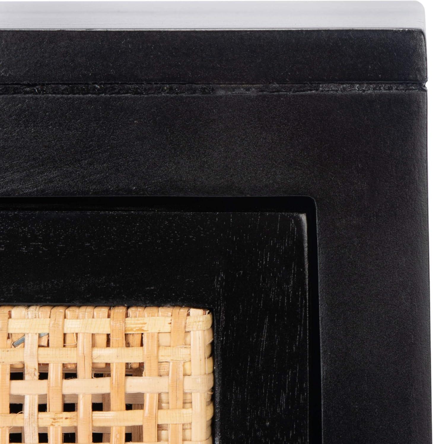image:imageSafavieh Home Collection Dave Black and Natural Rattan 1Drawer 1Door NightstandBlack Natural